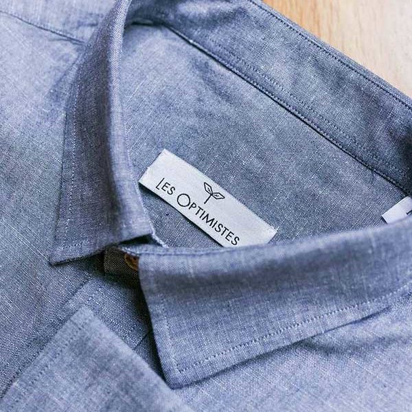 col français chemise chambray homme