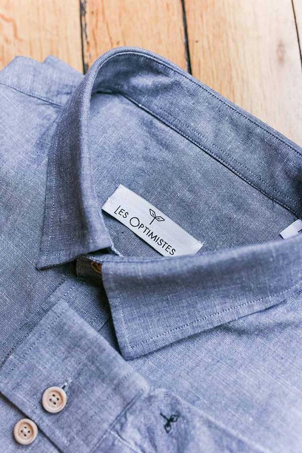 col français chemise chambray homme